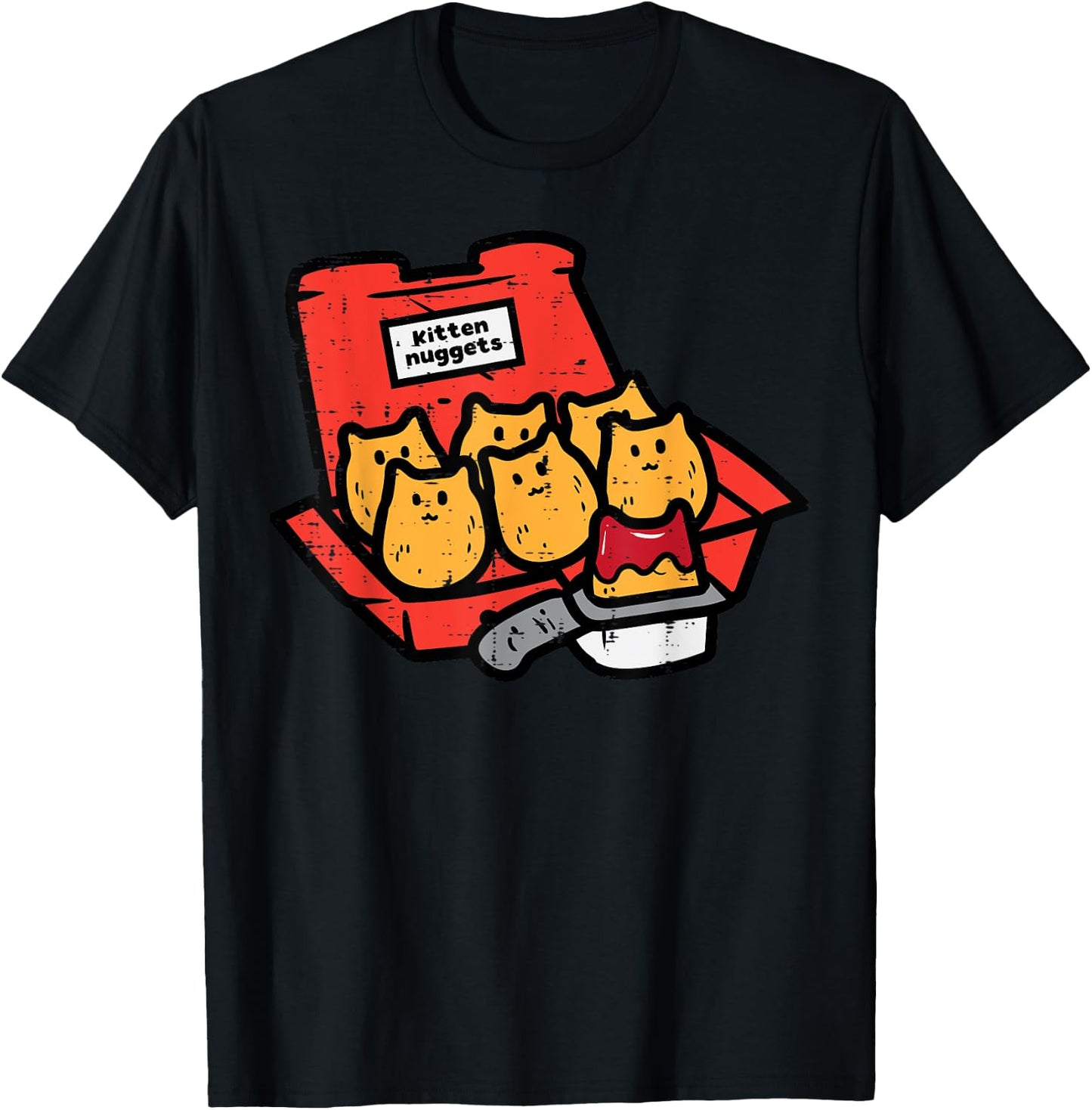 Kitten Nuggets Cute Fast Food Cat Food Lover Girls Boys Kids T-Shirt - T-Shirt | Black