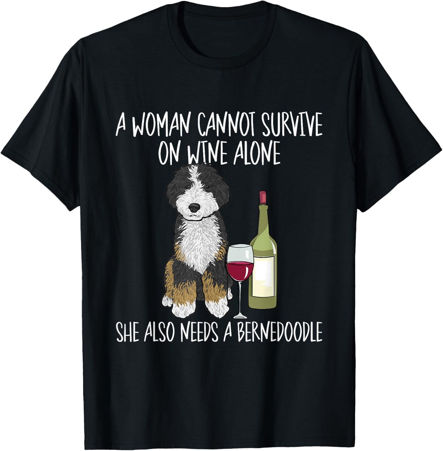 Bernedoodle Dog Mom Wine Bernedoodle Mom Men Women T-Shirt - T-Shirt | Black