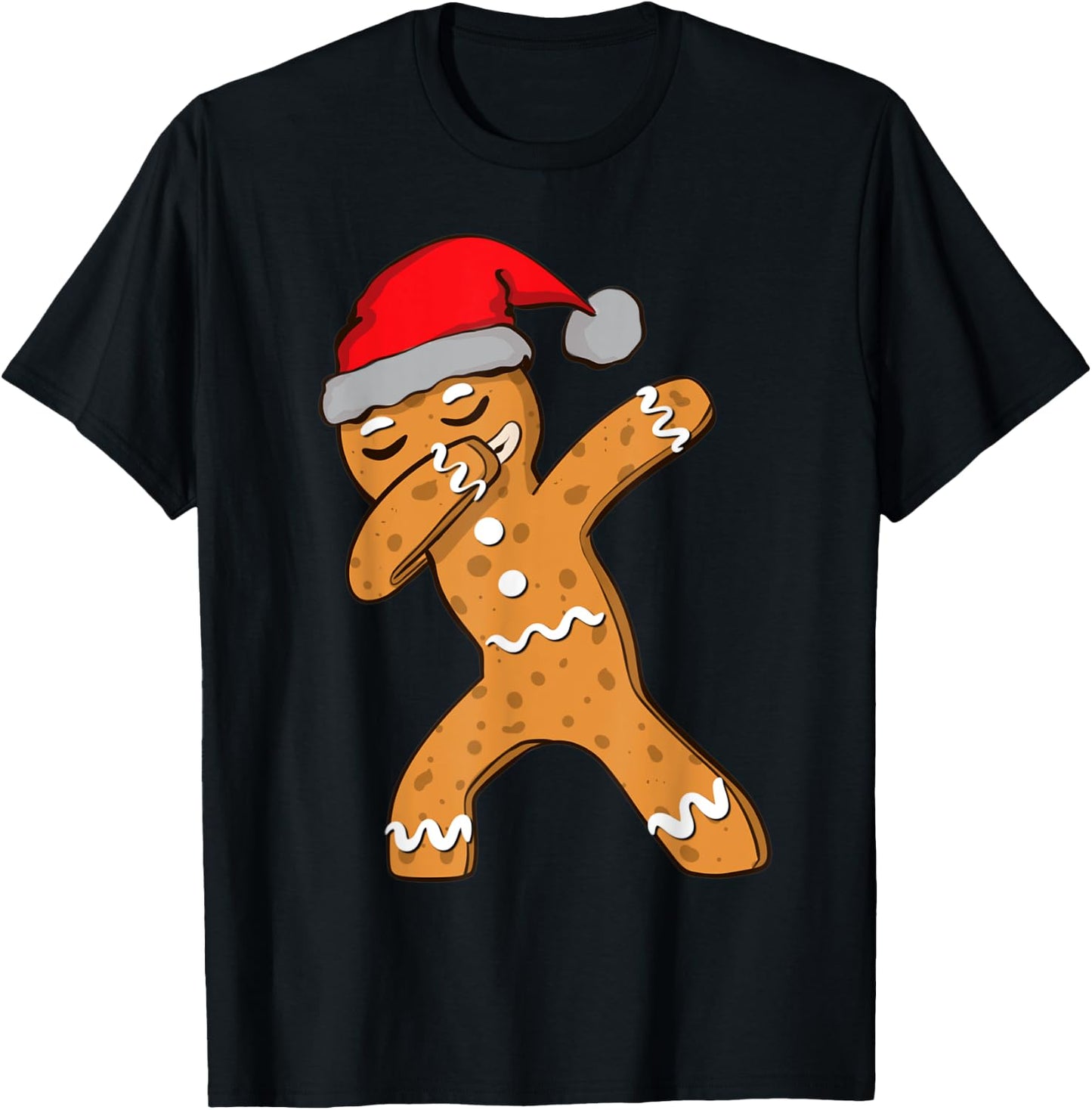 Kids Dabbing Dab Gingerbread Man Xmas Girls Boys Christmas T-Shirt - T-Shirt | Black