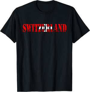 Switzerland Flag Vintage Swiss Flag Swiss Pride Swiss Roots T-Shirt - T-Shirt | Black