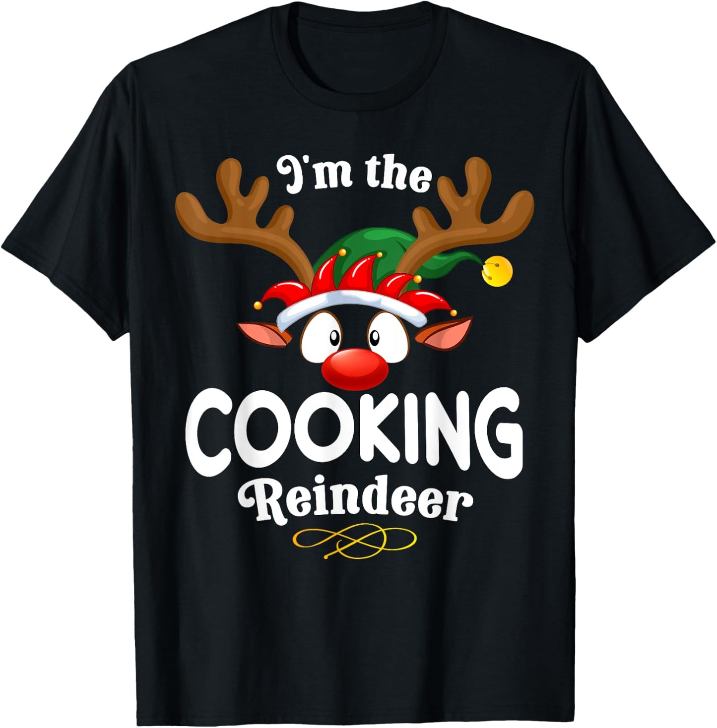 Christmas PJS Cooking XMas Reindeer Matching T-Shirt - T-Shirt | Black