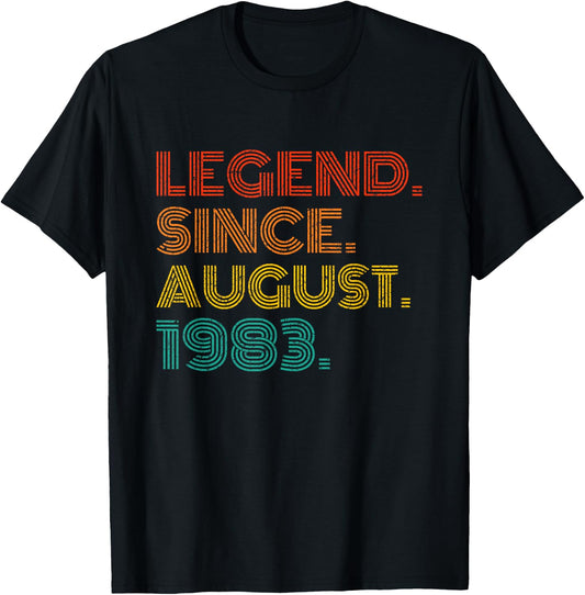 Legend Since August 1983 Born in August 1983 Idea Birthday T-Shirt - T-Shirt | Black