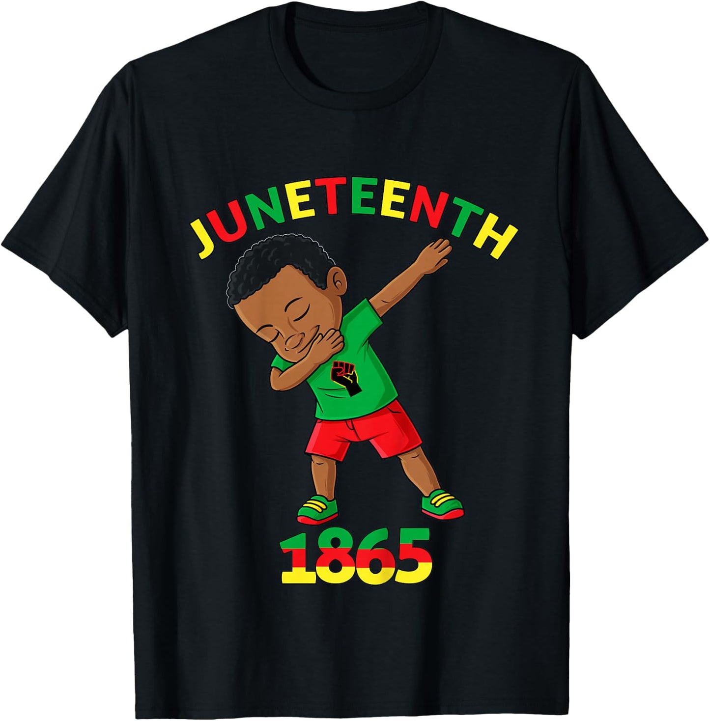 Kids Dabbing Black King Juneteenth 1865 Brown Skin Boys Dab T-Shirt - T-Shirt | Black