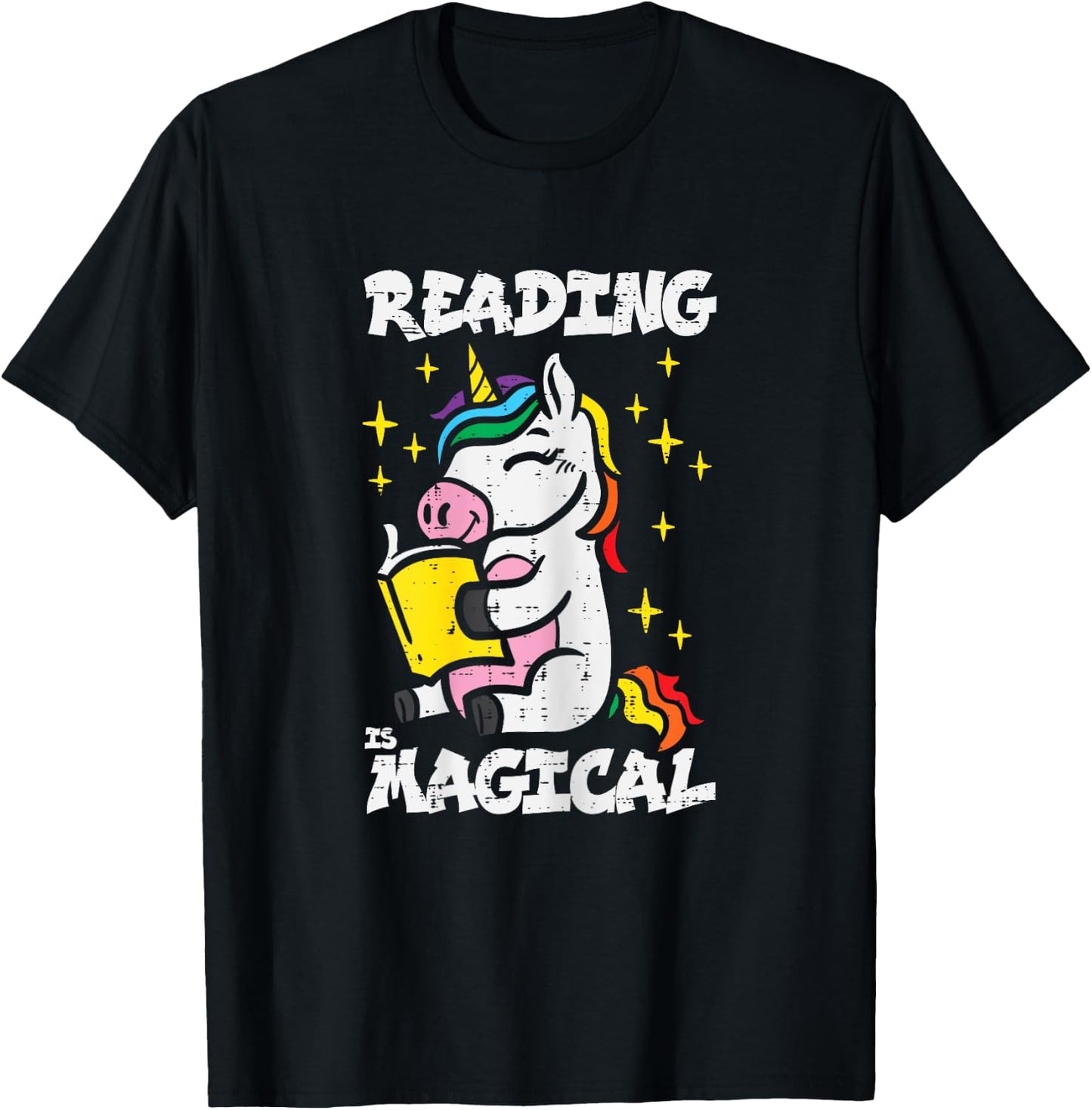 Unicorn Reading Magical Book Lover Bookworm Girls Librarian T-Shirt - T-Shirt | Black