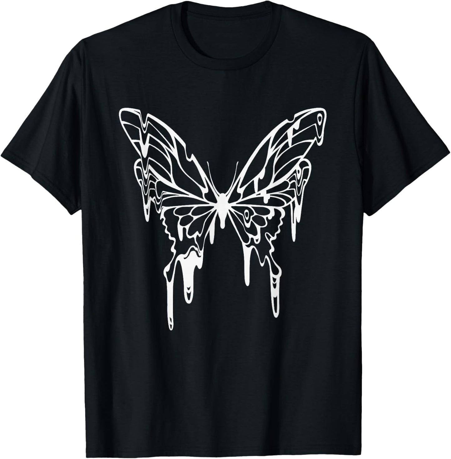 Fairycore Fairy Grunge Goth Tattoo Style Melting Butterfly T-Shirt - T-Shirt | Black