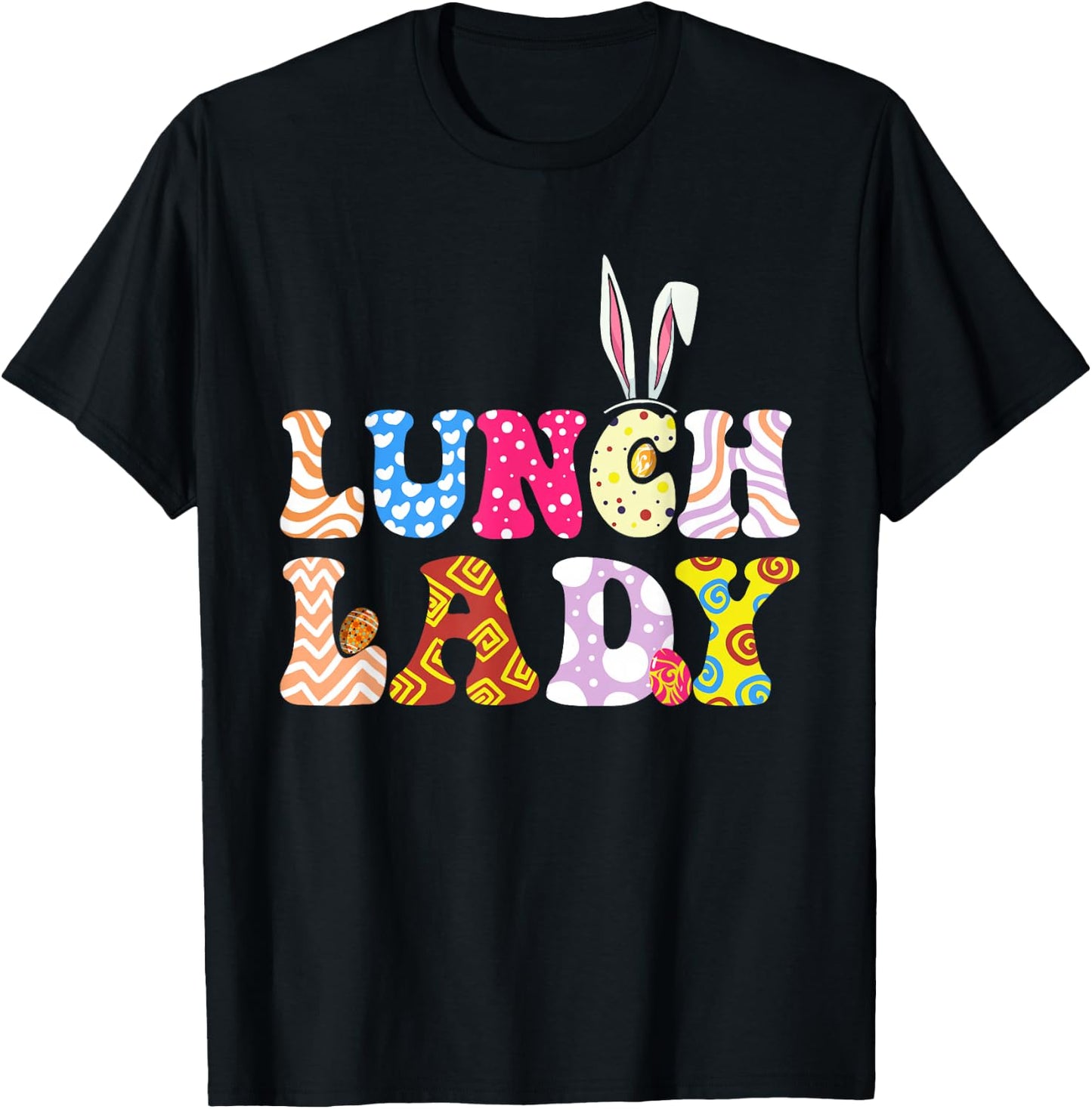 Bunny Lunch Lady Funny Egg Easter Day Floral Women T-Shirt - T-Shirt | Black