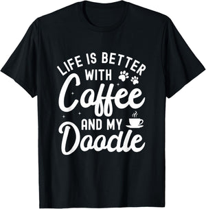 Goldendoodle Dog Owner Coffee Lovers White Golden Doodle T-Shirt - T-Shirt | Black