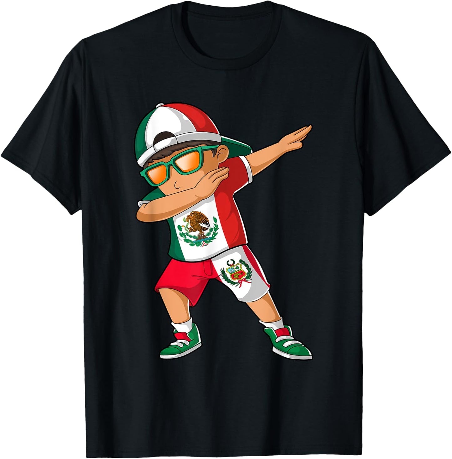 Half Mexican Half Peruvian Boy Mexico Peru Flag T-Shirt - T-Shirt | Black