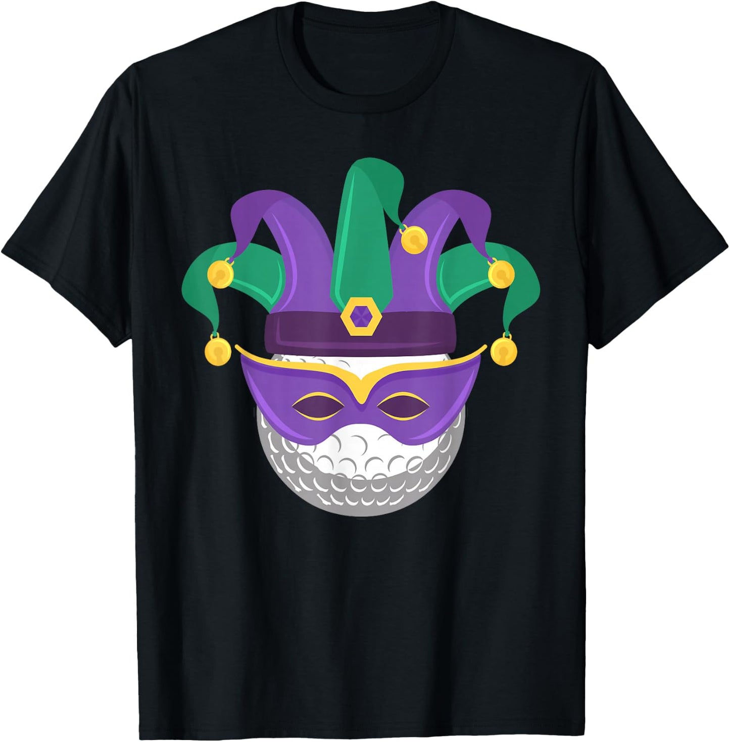Mardi Gras Golf Ball Carnival Themed Golfing Tournament T-Shirt - T-Shirt | Black
