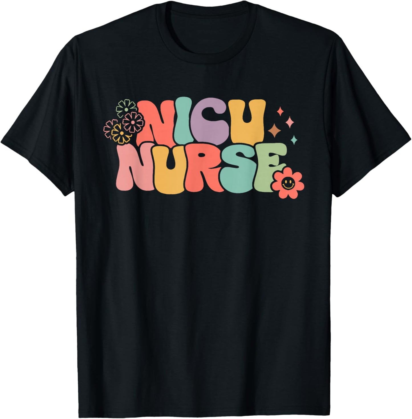 Groovy NICU Nurse ICU Neonatal Team Tiny Humans For T-Shirt - T-Shirt | Black