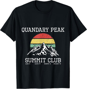 Climbed Quandary Peak Summit Club Hike Colorado Sun Hiking T-Shirt - T-Shirt | Black