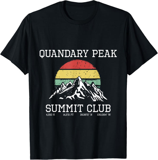Climbed Quandary Peak Summit Club Hike Colorado Sun Hiking T-Shirt - T-Shirt | Black