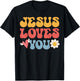 Groovy Jesus Loves You Christian 70's Hippie T-Shirt - T-Shirt | Black