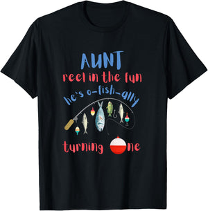 Aunt Fishing First Birthday O-fish-ally One 1st Bday T-Shirt - T-Shirt | Black