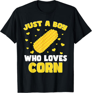 Crop Kids Farming Corn Toddler Just A Boy Who Loves Corn T-Shirt - T-Shirt | Black