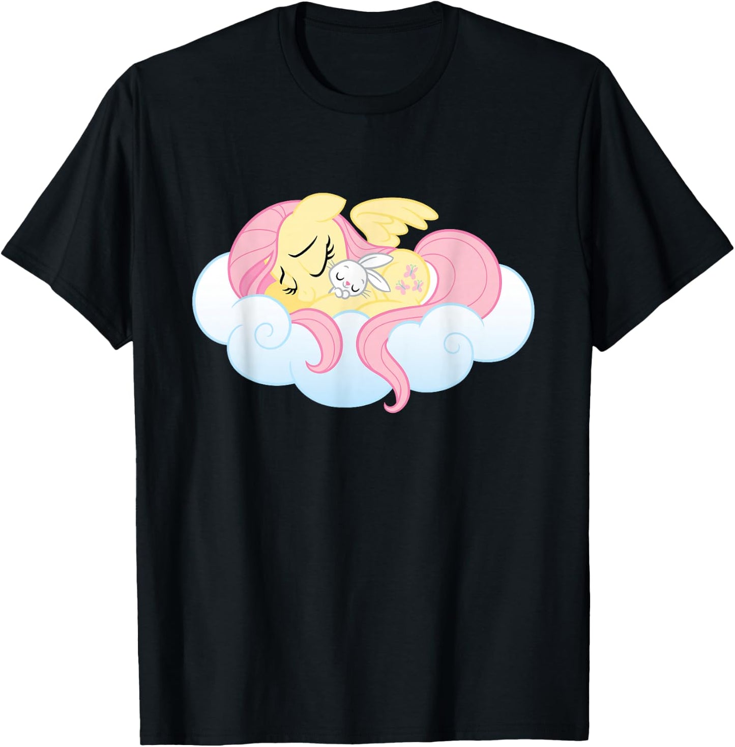 My Little Pony Fluttershy and Angel Bunny Sleeping T-Shirt - T-Shirt | Black