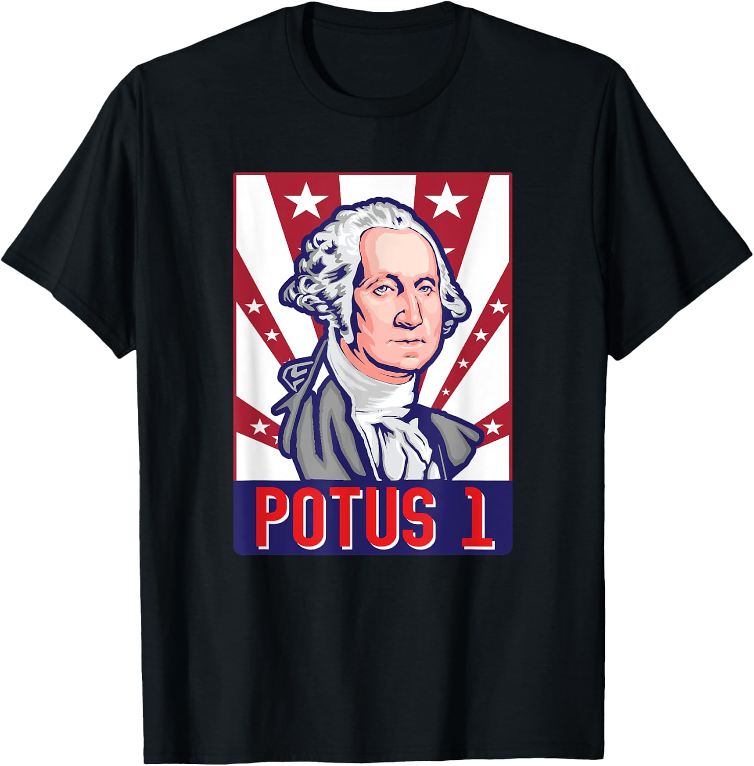 Potus 1 4th Of July First President George Washington Women Men T-Shirt - T-Shirt | Black