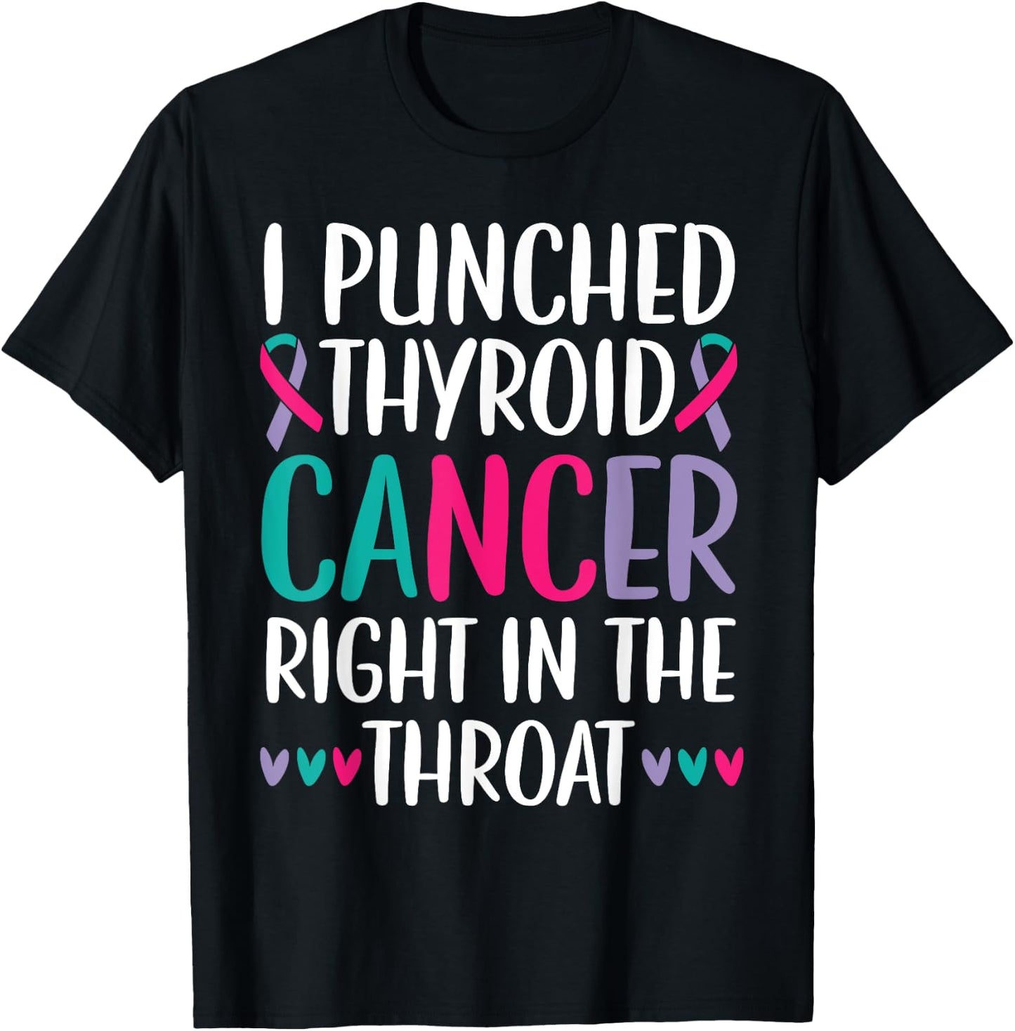 I Punched Thyroid Cancer Right In The Throat Beat Cancer T-Shirt - T-Shirt | Black