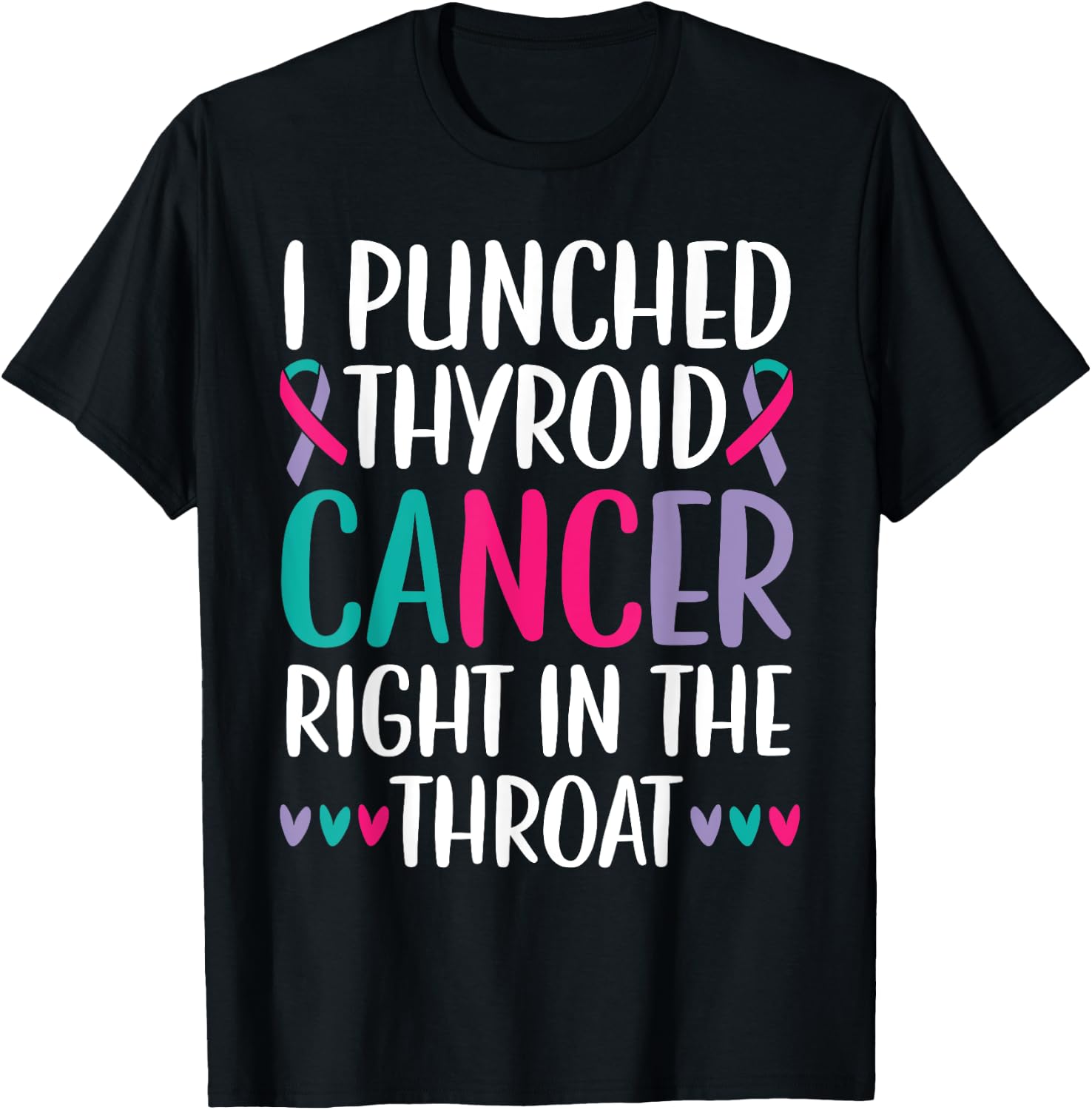 I Punched Thyroid Cancer Right In The Throat Beat Cancer T-Shirt - T-Shirt | Black