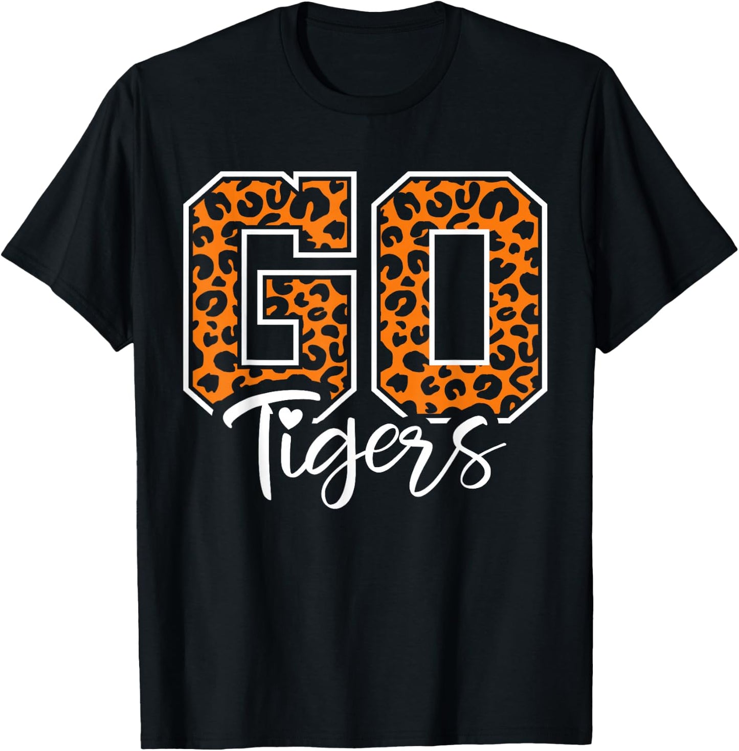Tigers School Sports Fan Team Spirit Mascot Cute Heart T-Shirt - T-Shirt | Black