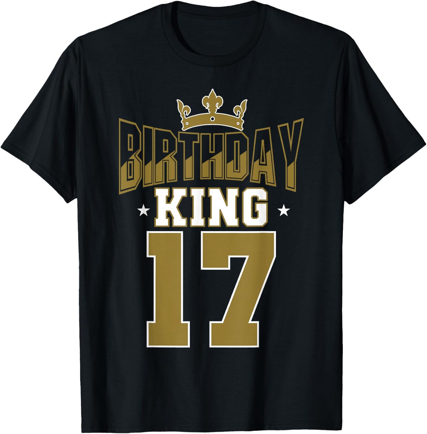 Birthday King 17 Bday Party Celebration 17th Royal Theme T-Shirt - T-Shirt | Black