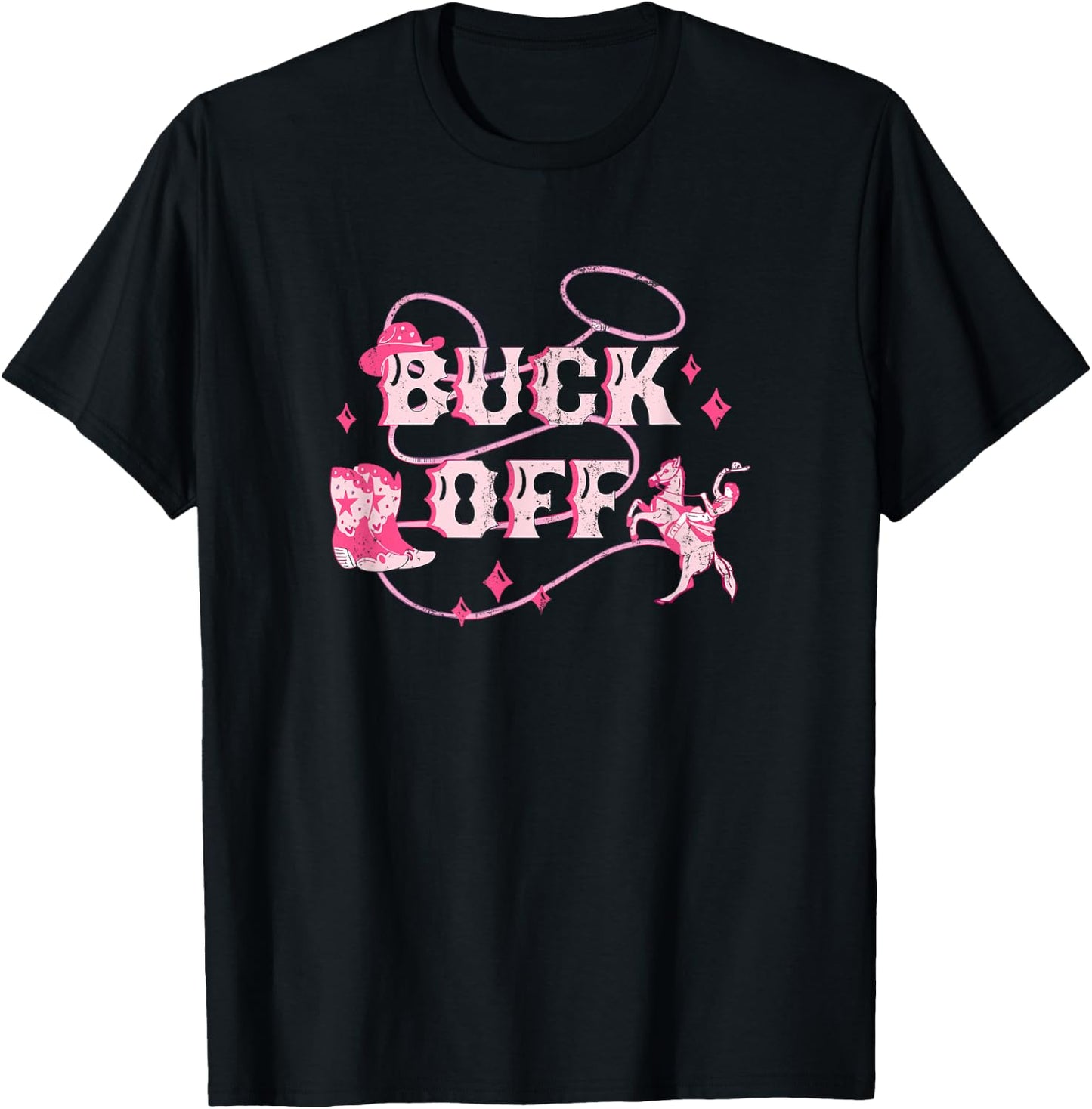 Retro Buck Off Western Country Rodeo Cowboy Horse Riding T-Shirt - T-Shirt | Black