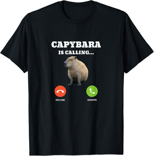 Capybara Is Calling T-Shirt - T-Shirt | Black
