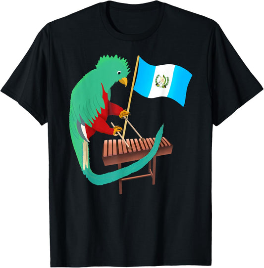 Guatemala Quetzal Chapin Antigua Guate Flag Tikal Marimba T-Shirt - T-Shirt | Black