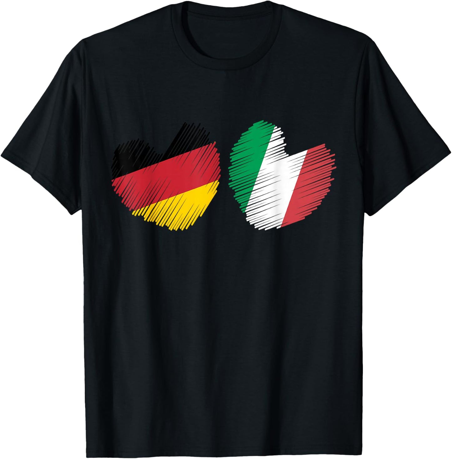 Germany Italy Heart German Flag Italian Flag Grunge Heart T-Shirt - T-Shirt | Black