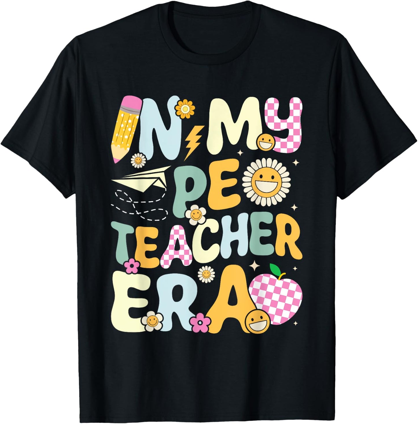 Retro In My PE Teacher Era Physical Education Groovy Women T-Shirt - T-Shirt | Black