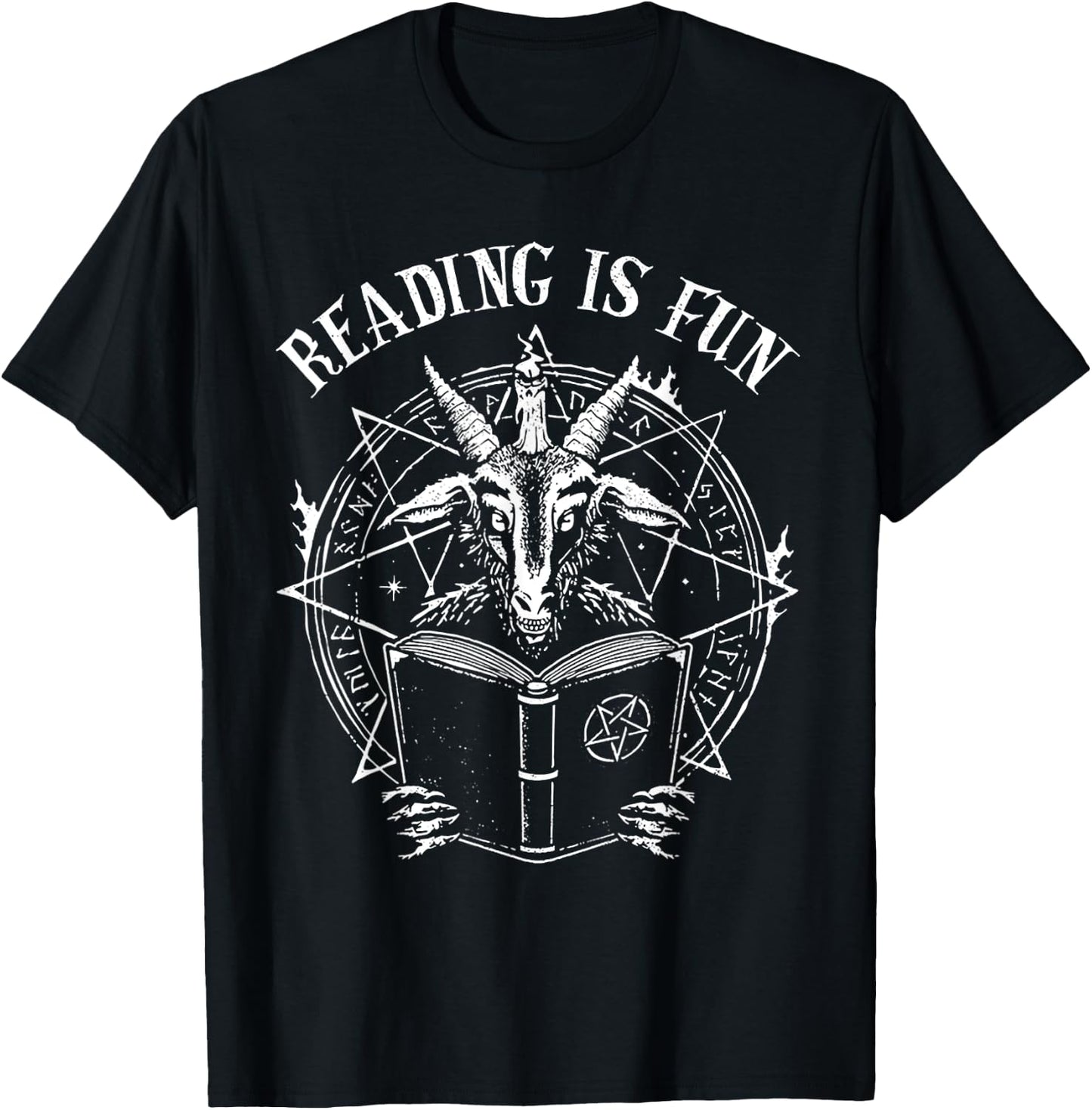 Reading Is Fun Baphomet Goat T-Shirt - T-Shirt | Black