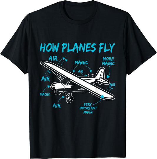 Funny Aviation t shirts How Planes Fly Kids Youth Pilot T-Shirt - T-Shirt | Black