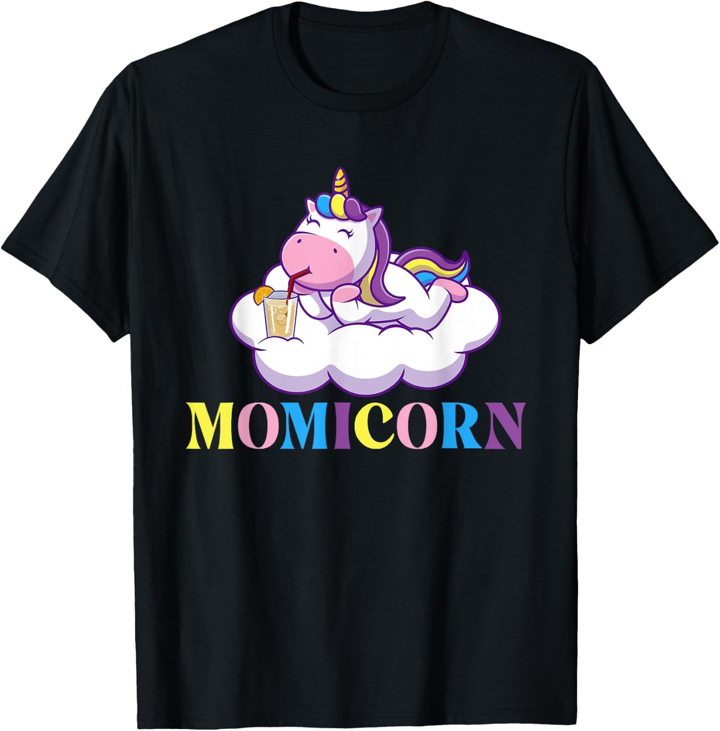 Momicorn - Rainbow Unicorn Mystical Creature Magical T-Shirt - T-Shirt | Black