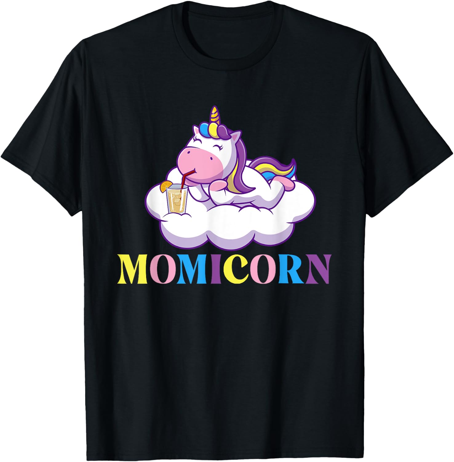 Momicorn - Rainbow Unicorn Mystical Creature Magical T-Shirt - T-Shirt | Black