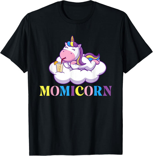 Momicorn - Rainbow Unicorn Mystical Creature Magical T-Shirt - T-Shirt | Black