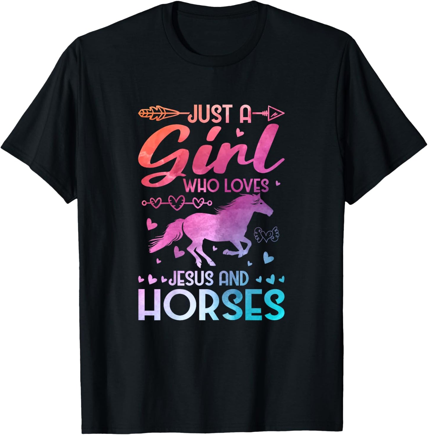 Just A Girl Who Loves Jesus And Horses T-Shirt - T-Shirt | Black
