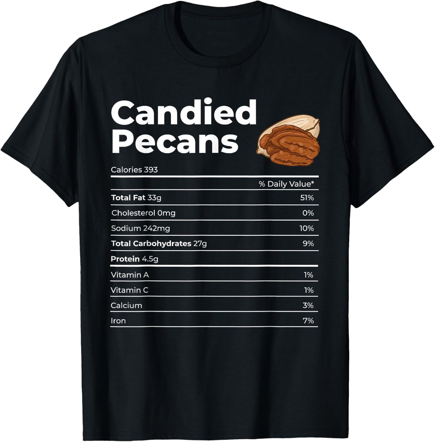 Nutrition Facts Candied Pecans T-Shirt - T-Shirt | Black