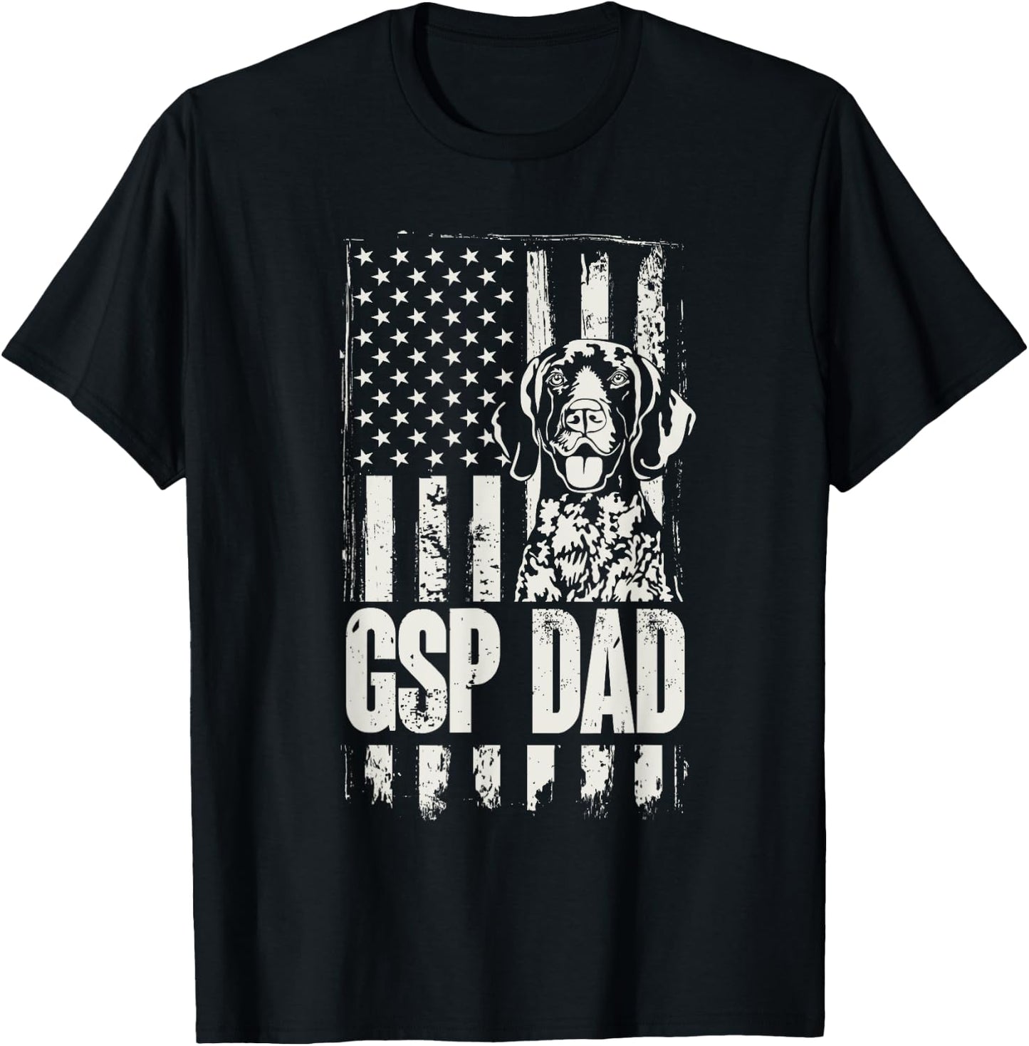 German Shorthaired Pointer GSP Dad Dog American Flag T-Shirt - T-Shirt | Black