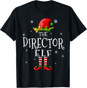 The Director Elf Squad Funny Xmas Groupe Matching Christmas T-Shirt - T-Shirt | Black