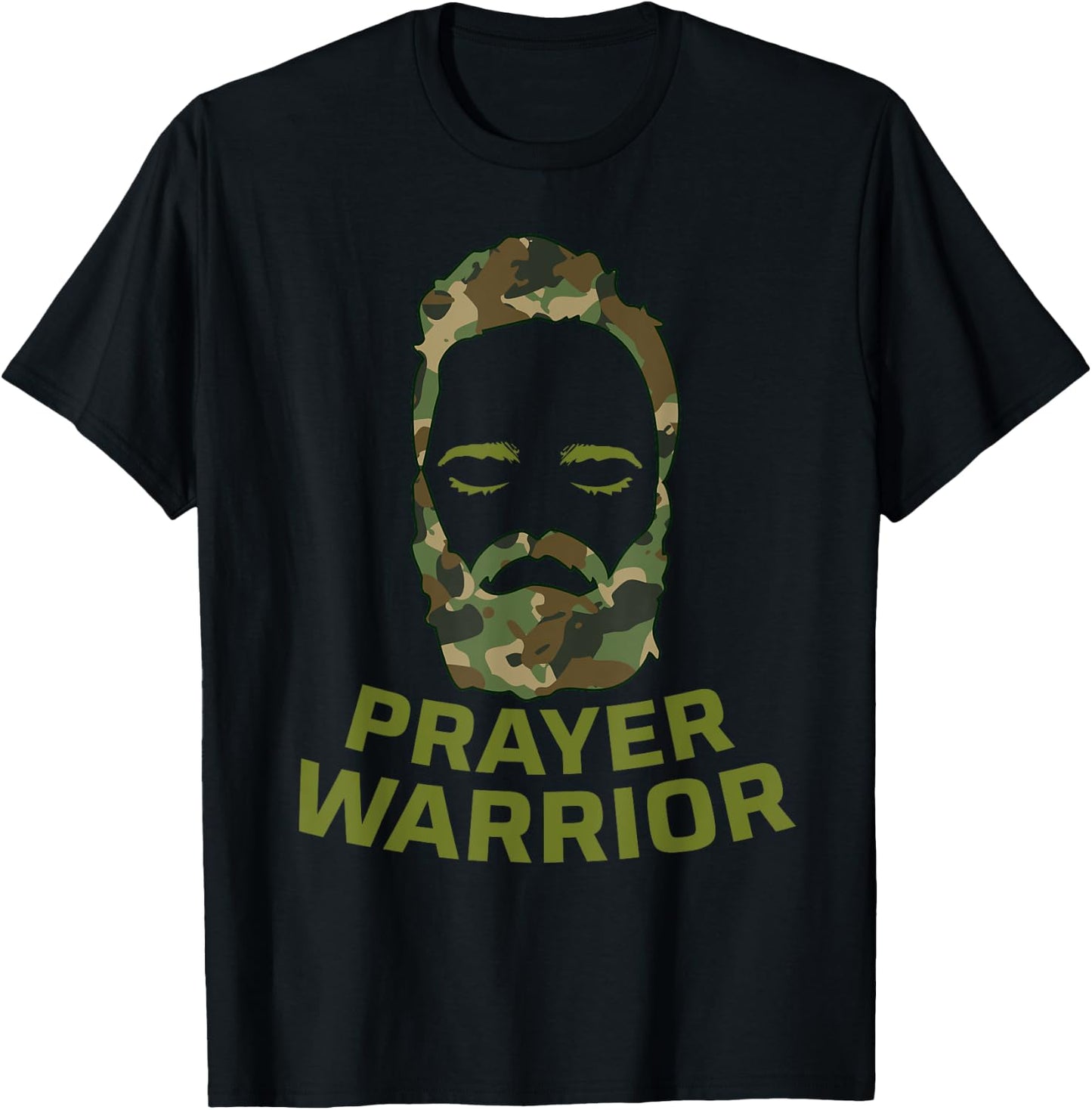Prayer Warrior Men Camo God Jesus T-Shirt - T-Shirt | Black