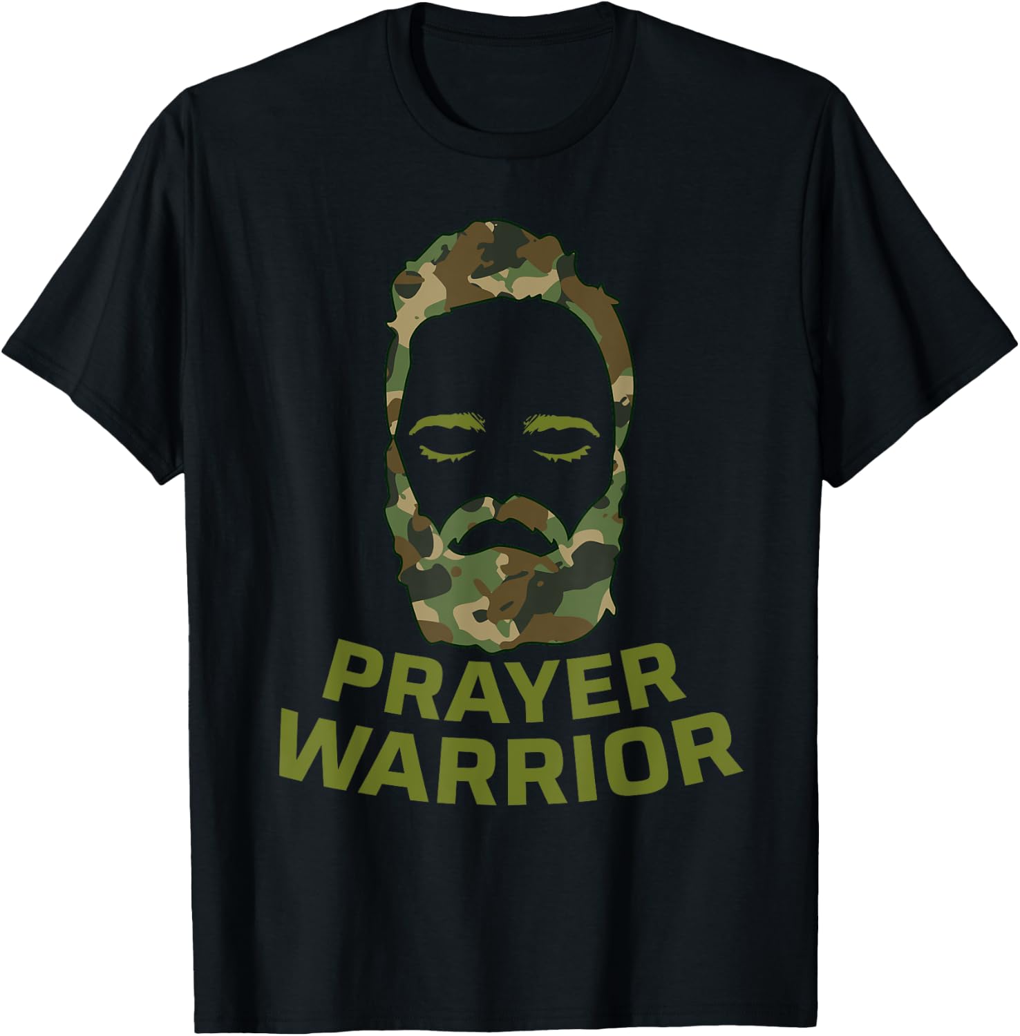 Prayer Warrior Men Camo God Jesus T-Shirt - T-Shirt | Black