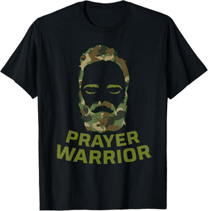 Prayer Warrior Men Camo God Jesus T-Shirt - T-Shirt | Black
