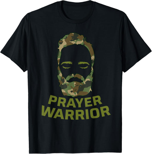 Prayer Warrior Men Camo God Jesus T-Shirt - T-Shirt | Black