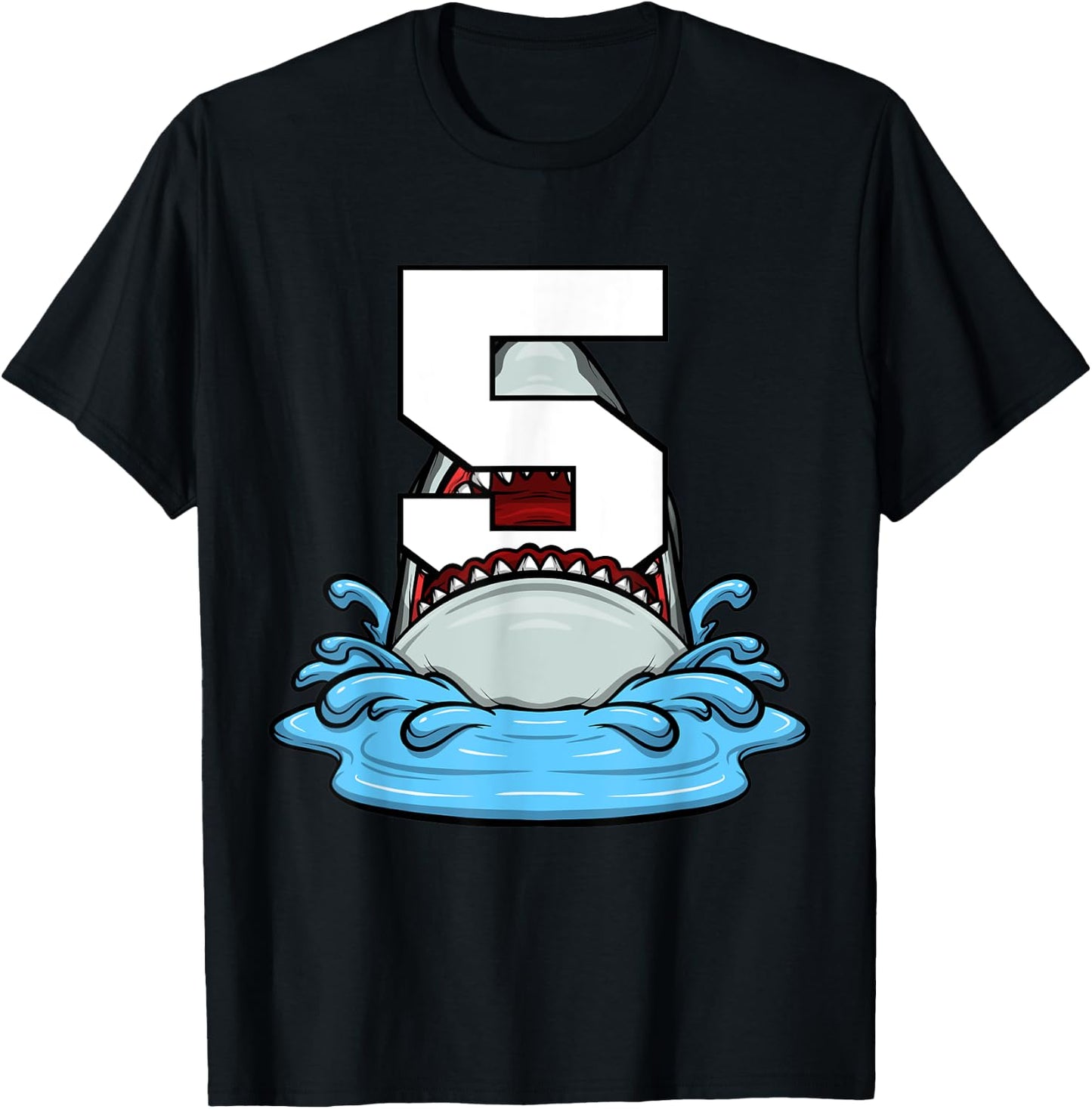 Sea Animals Birthday Kids Shark 5th Birthday Kids Boy T-Shirt - T-Shirt | Black