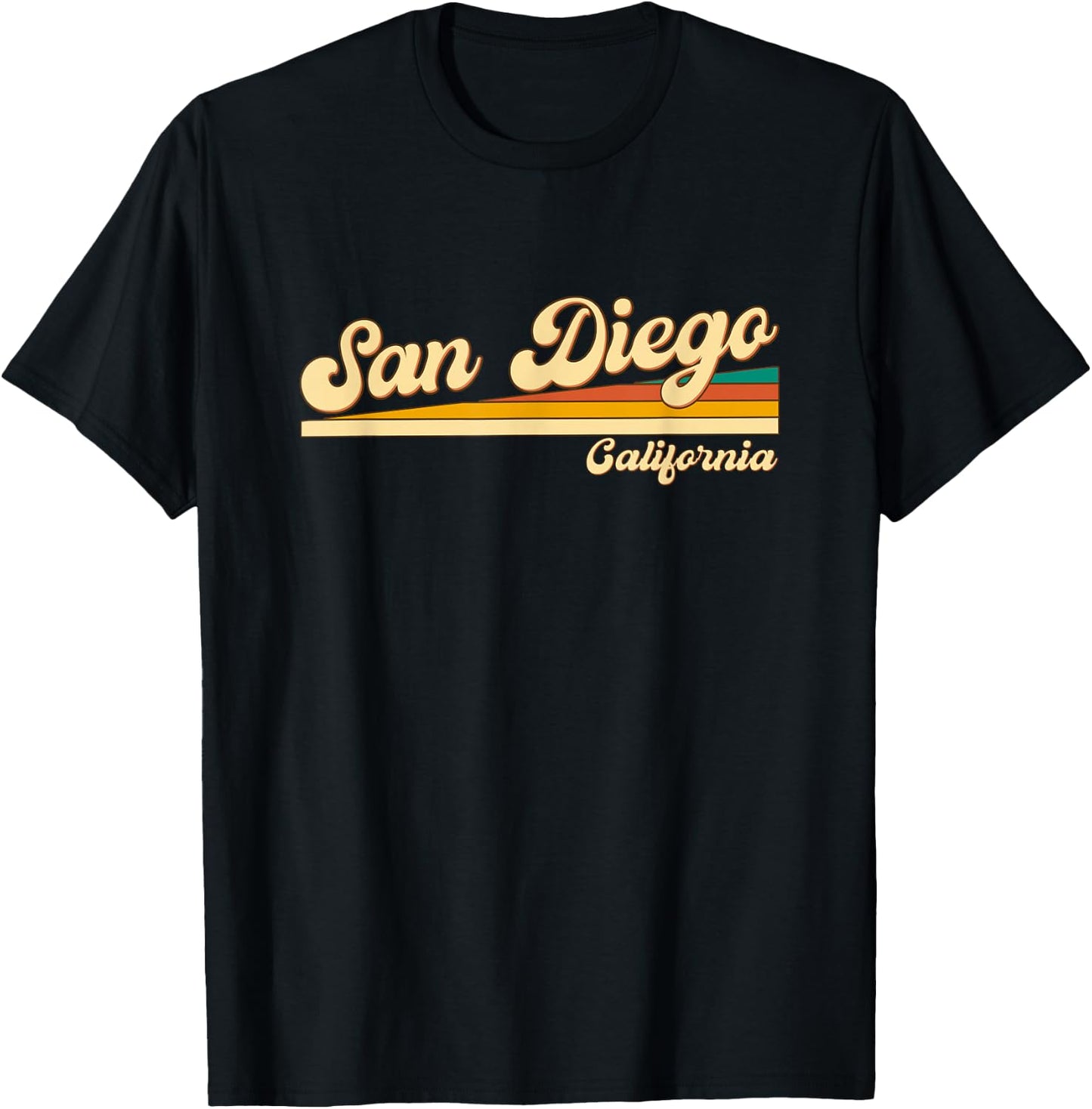 San Diego - California - Vintage / Retro Stripes - Classic T-Shirt - T-Shirt | Black