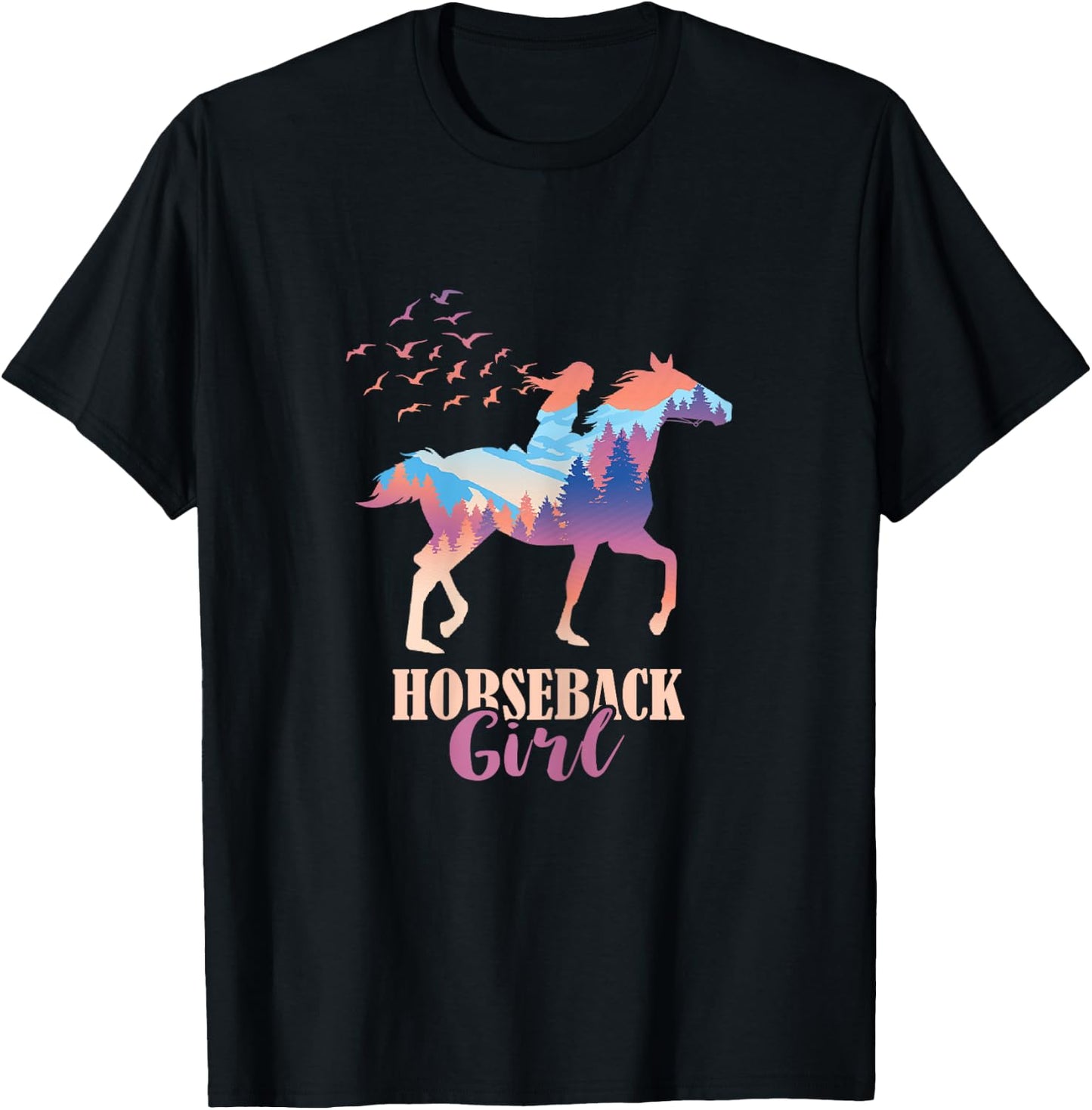 Horseback Girl Horseback Riding Horse Racing Horse Lover T-Shirt - T-Shirt | Black
