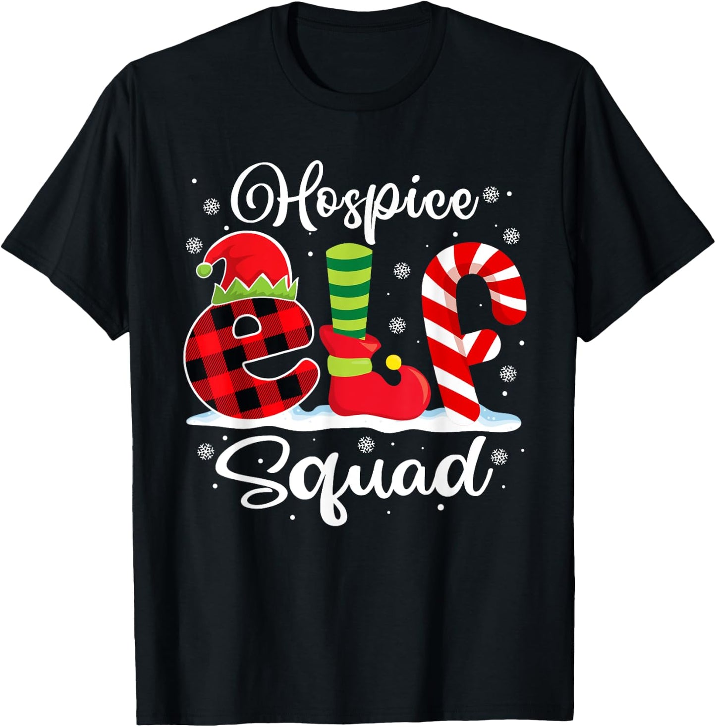 Hospice Elf Squad Christmas Hospice Nurse Matching T-Shirt - T-Shirt | Black
