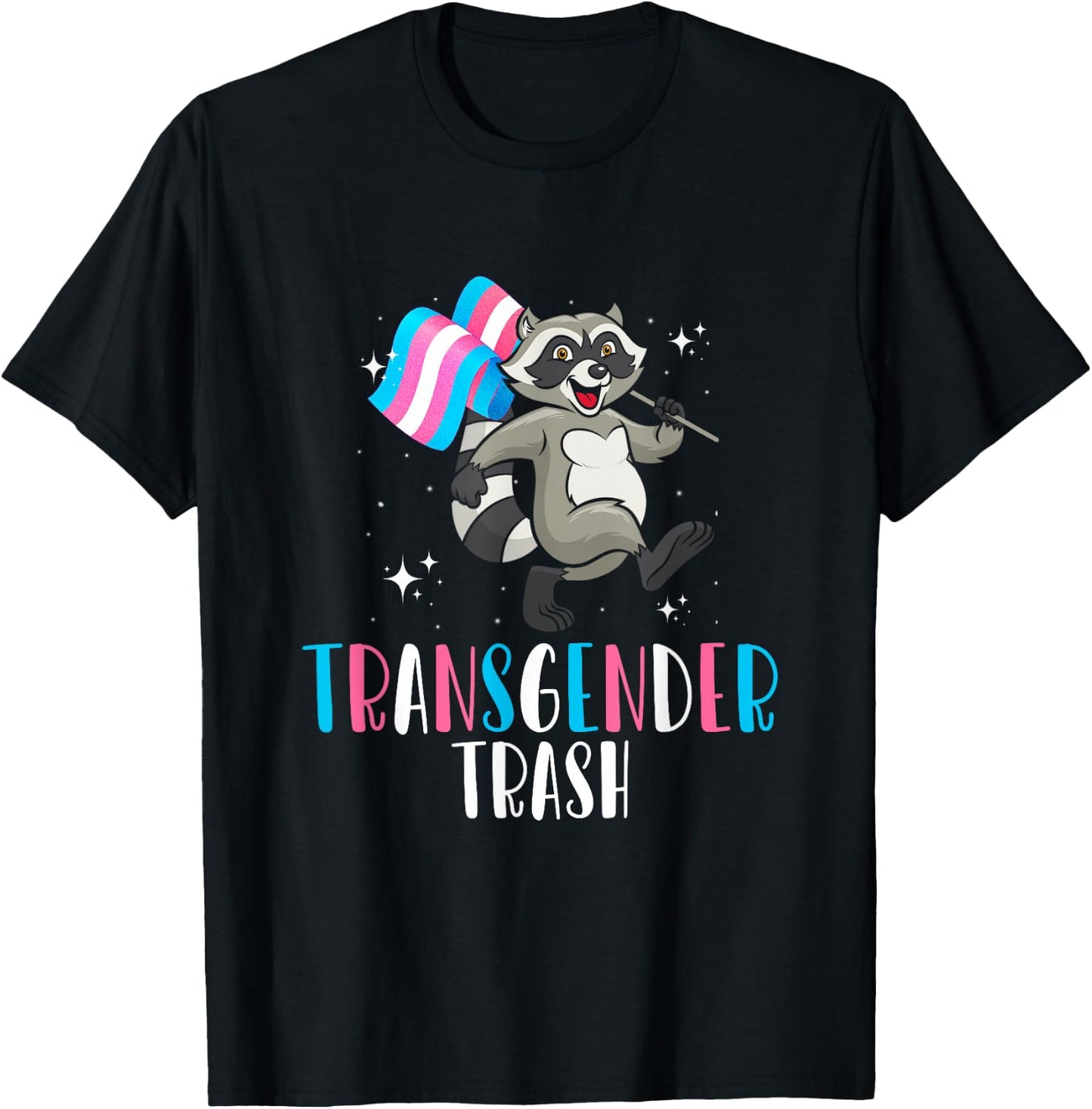 Transgender Trash Raccoon Opossum Funny LGBTQ Trans Pride T-Shirt - T-Shirt | Black