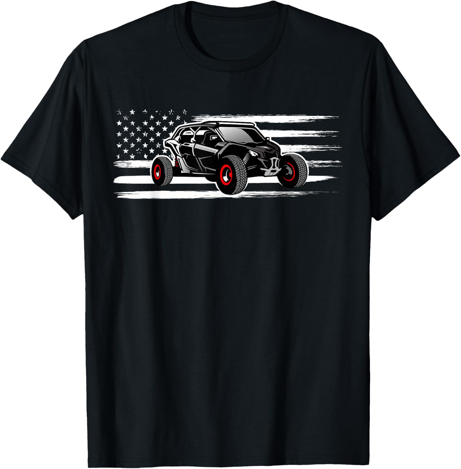 American Flag UTV Side by Side SXS Off Road T-Shirt - T-Shirt | Black