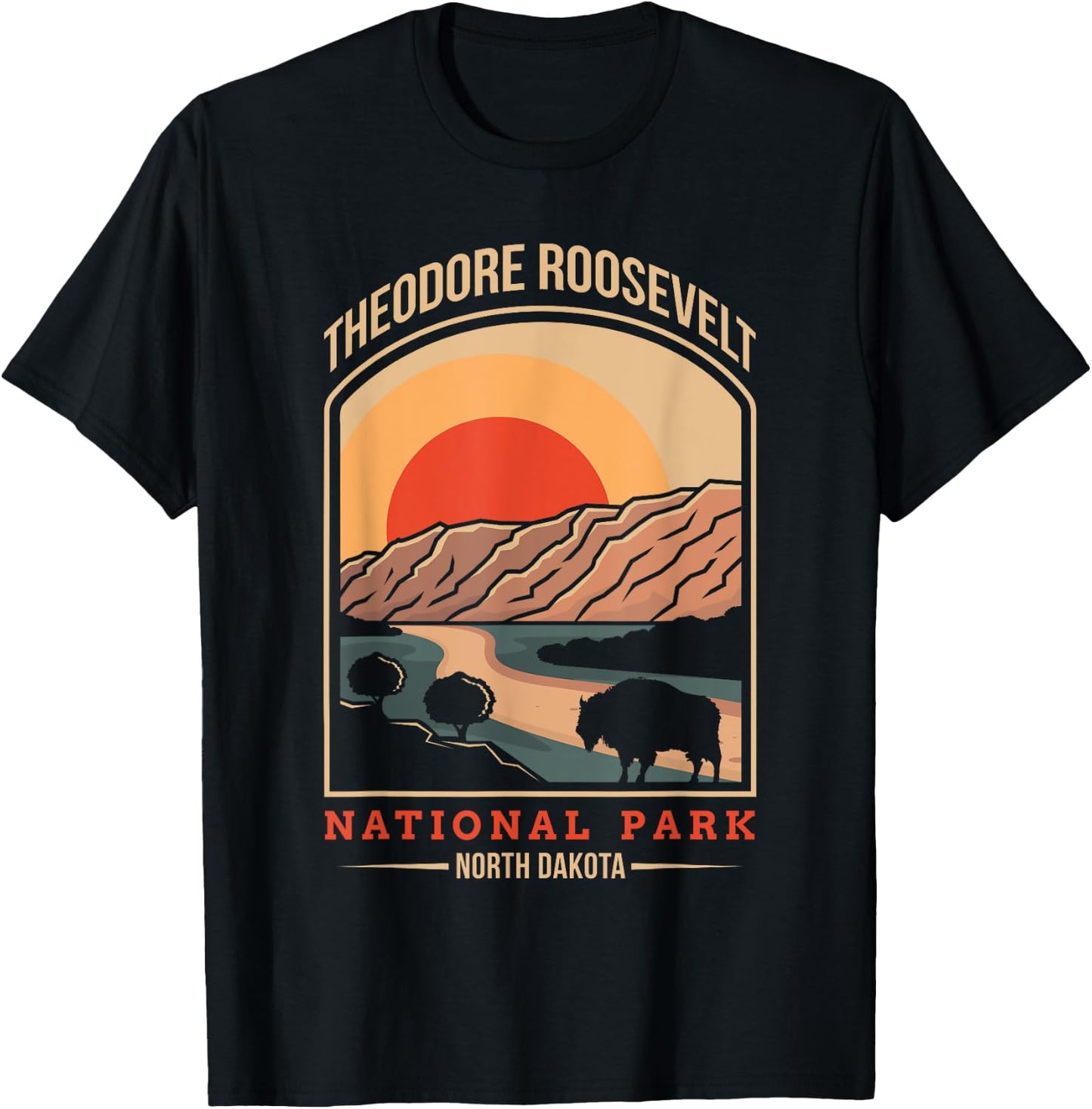 Theodore Roosevelt North Dakota US National Park Vintage T-Shirt - T-Shirt | Black
